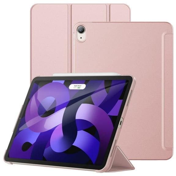 JETech Case for iPad Air 11-Inch M3/M2 (2025/2024), iPad Air 5/4 (2022/2020 5th/4th Generation 10.9-Inch), Protective Hard Back Shell Soft-Touch Tablet Stand Cover, Auto Wake/Sleep (Rose Gold)