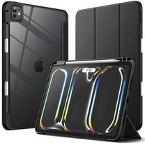 JETech Case for iPad Pro 11-Inch M4 2024 (5th Generation) with Pencil Holder, Clear Transparent Back Shell Slim Stand Shockproof Tablet Cover, Auto Wake/Sleep (Black)