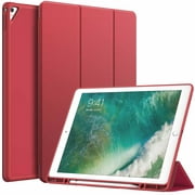 JETech Case for iPad Pro 12.9 Inch (2015/2017 Model, 1st/2nd Generation) with Pencil Holder, Slim Tablet Cover with Soft TPU Back, Auto Wake/Sleep (Red)
