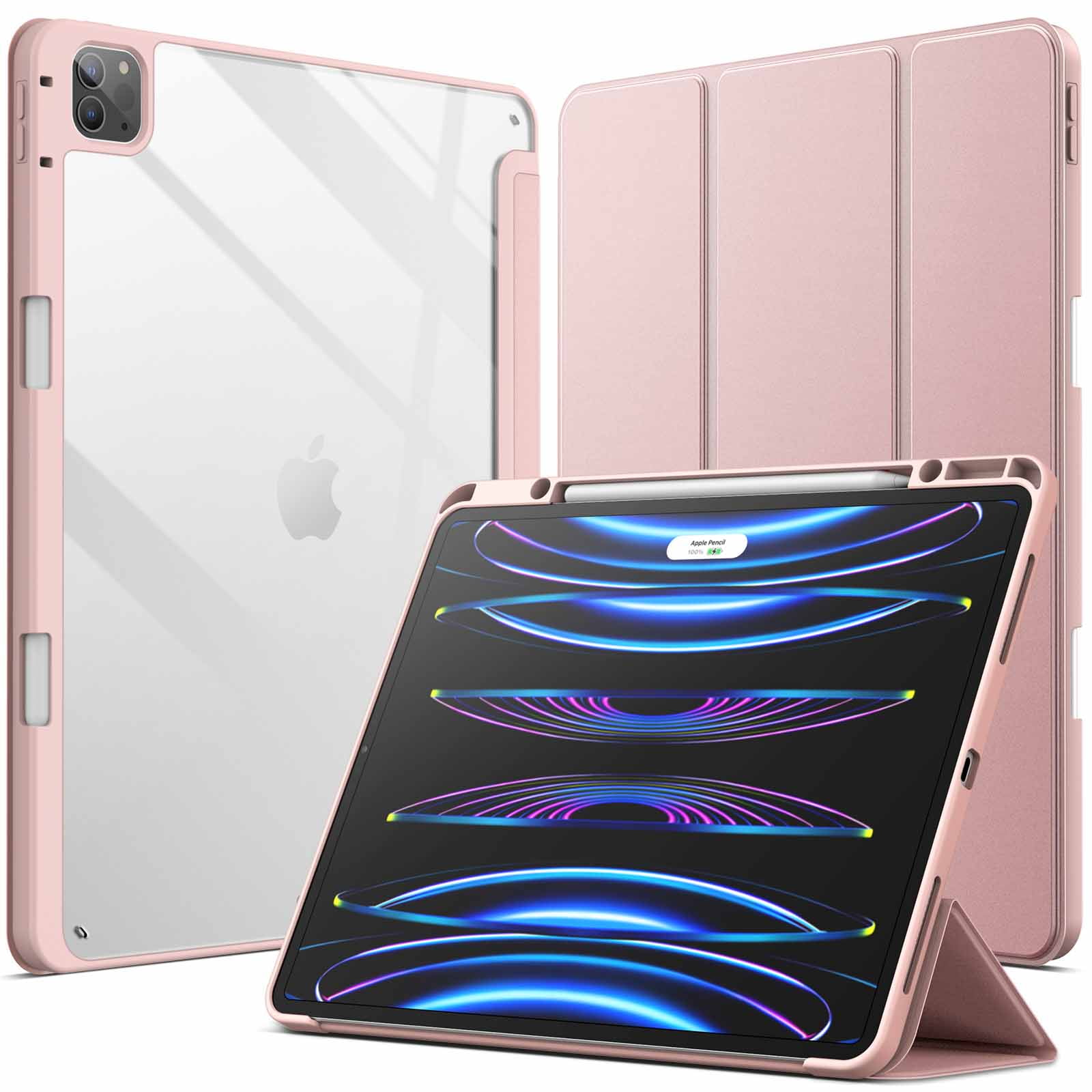 JETech Case for iPad Pro 12.9Inch (2022/2021/2020/2018) with Pencil Holder, Clear Transparent