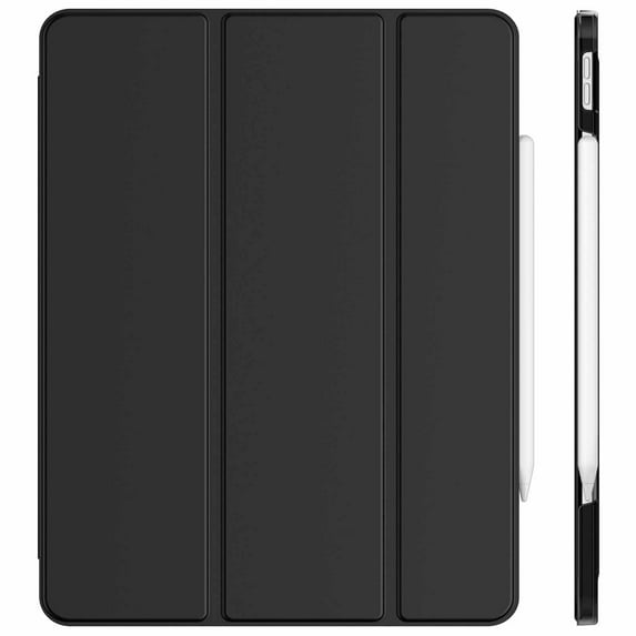 JETech Case for iPad Pro 12.9 Inch (3rd/4th Generation, 2018/2020 Model), Support Pencil Charging, Slim Stand Hard Back Shell Smart Cover Auto Sleep/Wake (Black)