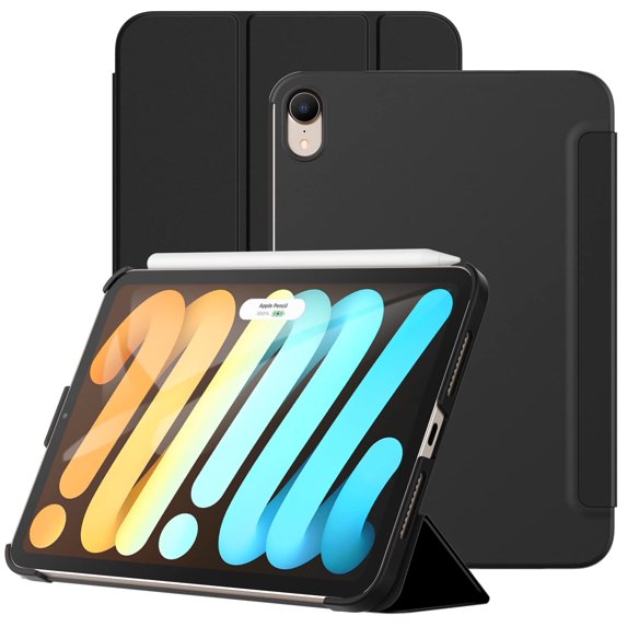 JETech Case for iPad mini (A17 Pro, 2024 Model, 7th Generation) / mini 6 (2021 Model, 6th Generation), Protective Hard Back Shell Soft-Touch Tablet Stand Cover, Auto Wake/Sleep (Black)