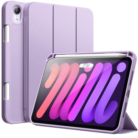 JETech Case for iPad mini (A17 Pro, 2024 Model, 7th Generation) / mini 6 (2021 Model, 6th Generation), Slim Tablet Cover with Soft TPU Back, Auto Wake/Sleep (Purple)