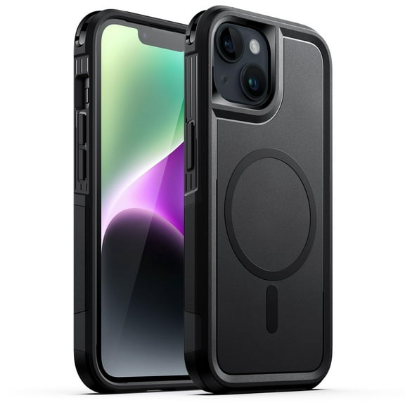 JETech Case for iPhone 14 6.1-Inch Compatible with MagSafe, Heavy Duty Dual-Layer Rugged Protection, Shockproof Protective Tough Phone Magnetic Cover (Black)