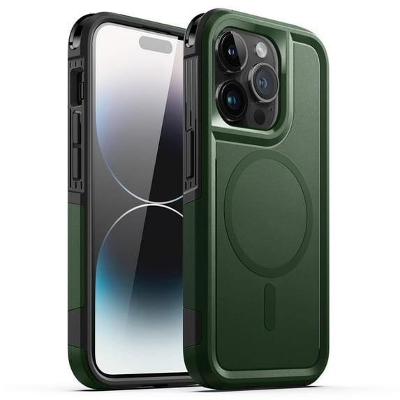 JETech Case for iPhone 14 Pro 6.1-Inch Compatible with MagSafe, Heavy Duty Dual-Layer Rugged Protection, Shockproof Protective Tough Phone Magnetic Cover (Midnight Green)
