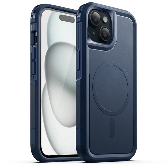 JETech Case for iPhone 15 6.1-Inch Compatible with MagSafe, Heavy Duty Dual-Layer Rugged Protection, Shockproof Protective Tough Phone Magnetic Cover (Navy)