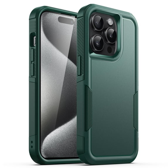JETech Case for iPhone 15 Pro 6.1-Inch, Heavy Duty Dual-Layer Rugged Protection, Shockproof Protective Tough Phone Cover with Matte Back (Midnight Green)