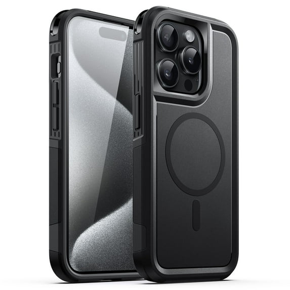 JETech Case for iPhone 15 Pro Max 6.7-Inch Compatible with MagSafe, Heavy Duty Dual-Layer Rugged Protection, Shockproof Protective Tough Phone Magnetic Cover (Black)