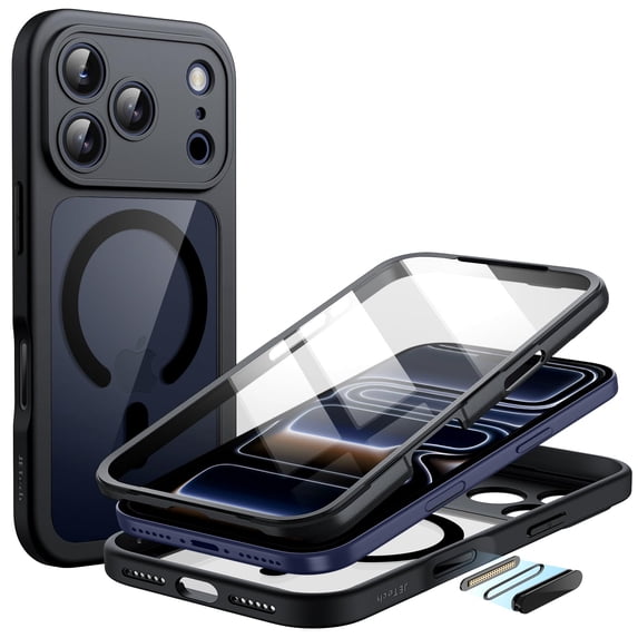 JETech Magnetic Case for iPhone 17 Pro Max with Screen Protector and Camera Control Button (Black)