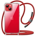 thumbnail image 1 of JETech Crossbody Case for iPhone 14 6.1-Inch with Adjustable Lanyard Strap, Clear Transparent Anti-Yellowing Shockproof Protective Phone Cover with Neck Cord (Red), 1 of 6