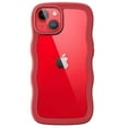 thumbnail image 1 of JETech Cute Case for iPhone 14 6.1-Inch, Wave Frame Curly Shape Shockproof Phone Cover for Women and Girls, Clear Hard PC Back (Red), 1 of 7