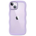 thumbnail image 1 of JETech Cute Case for iPhone 14 Plus 6.7-Inch, Wave Frame Curly Shape Shockproof Phone Cover for Women and Girls, Clear Hard PC Back (Purple), 1 of 7