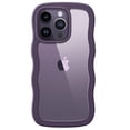 thumbnail image 1 of JETech Cute Case for iPhone 14 Pro 6.1-Inch, Wave Frame Curly Shape Shockproof Phone Cover for Women and Girls, Clear Hard PC Back (Deep Purple), 1 of 7