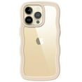 thumbnail image 1 of JETech Cute Case for iPhone 14 Pro Max 6.7-Inch, Wave Frame Curly Shape Shockproof Phone Cover for Women and Girls, Clear Hard PC Back (Gold), 1 of 7