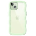 thumbnail image 1 of JETech Cute Case for iPhone 15 6.1-Inch, Wave Frame Curly Shape Shockproof Phone Cover for Women and Girls, Clear Hard PC Back (Green), 1 of 7