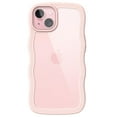 thumbnail image 1 of JETech Cute Case for iPhone 15 6.1-Inch, Wave Frame Curly Shape Shockproof Phone Cover for Women and Girls, Clear Hard PC Back (Pink), 1 of 7