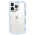 thumbnail image 1 of JETech Cute Case for iPhone 15 Pro Max 6.7-Inch, Wave Frame Curly Shape Shockproof Phone Cover for Women and Girls, Clear Hard PC Back (Blue), 1 of 7