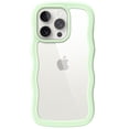 thumbnail image 1 of JETech Cute Case for iPhone 15 Pro Max 6.7-Inch, Wave Frame Curly Shape Shockproof Phone Cover for Women and Girls, Clear Hard PC Back (Green), 1 of 7