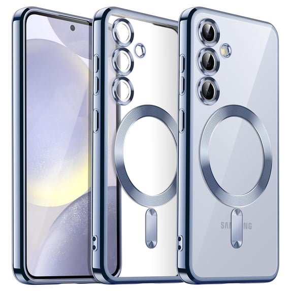 JETech Electroplated Case for Samsung Galaxy S24 6.2-Inch, Camera Lens Full Protection, Compatible with MagSafe Wireless Charging, Shockproof Soft TPU Phone Cover (Sapphire Blue)