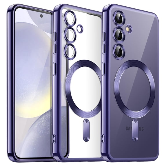 JETech Electroplated Case for Samsung Galaxy S24 6.2-Inch, Camera Lens Full Protection, Compatible with MagSafe Wireless Charging, Shockproof Soft TPU Phone Cover (Cobalt Violet)