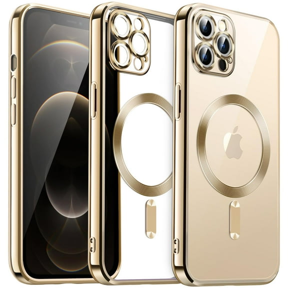 JETech Electroplated Case for iPhone 12 Pro Max 6.7-Inch, Camera Lens Full Protection, Compatible with MagSafe Wireless Charging, Shockproof Soft TPU Phone Cover (Gold)