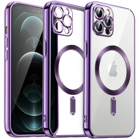 JETech Electroplated Case for iPhone 12 Pro Max 6.7-Inch, Camera Lens Full Protection, Compatible with MagSafe Wireless Charging, Shockproof Soft TPU Phone Cover (Purple)