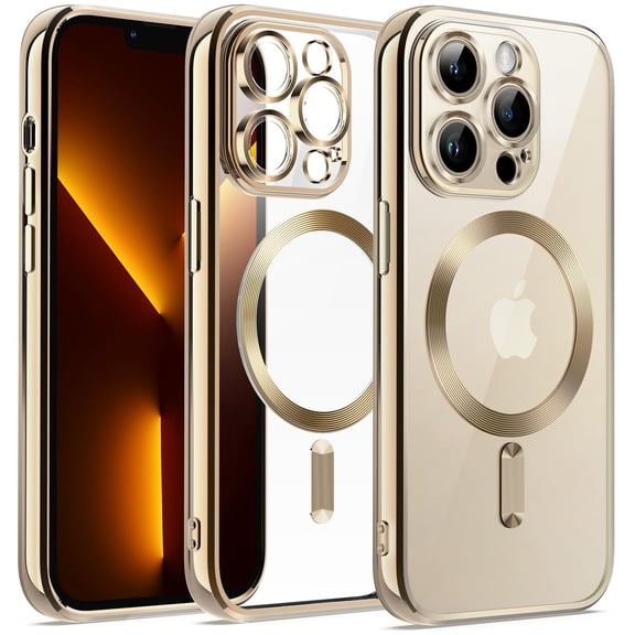 JETech Electroplated Case for iPhone 13 Pro 6.1-Inch, Camera Lens Full Protection, Compatible with MagSafe Wireless Charging, Shockproof Soft TPU Phone Cover (Gold)