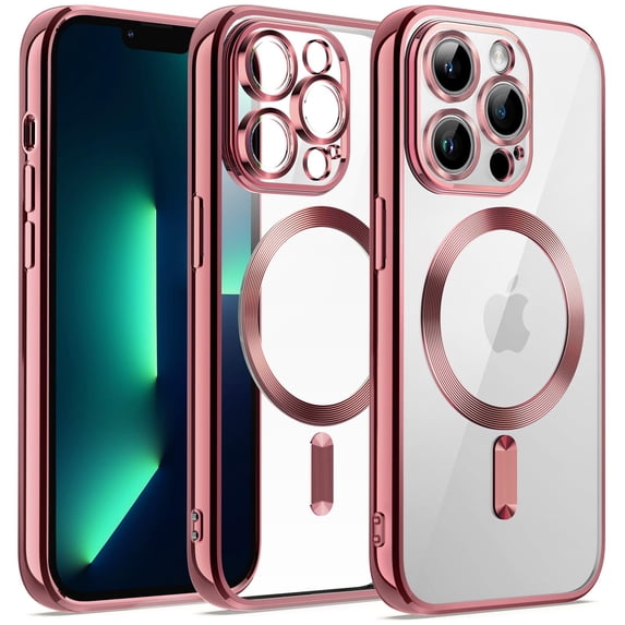 JETech Electroplated Case for iPhone 13 Pro 6.1-Inch, Camera Lens Full Protection, Compatible with MagSafe Wireless Charging, Shockproof Soft TPU Phone Cover (Pink)