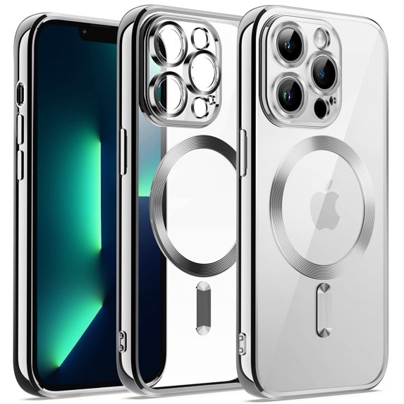 JETech Electroplated Case for iPhone 13 Pro Max 6.7-Inch, Camera Lens Full Protection, Compatible with MagSafe Wireless Charging, Shockproof Soft TPU Phone Cover (Silver)