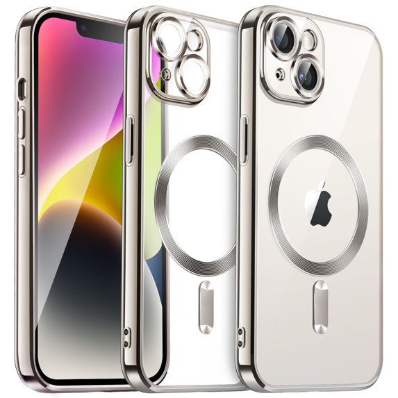 JETech Electroplated Case for iPhone 14 6.1-Inch, Camera Lens Full Protection, Compatible with MagSafe Wireless Charging, Shockproof Soft TPU Phone Cover (Starlight)