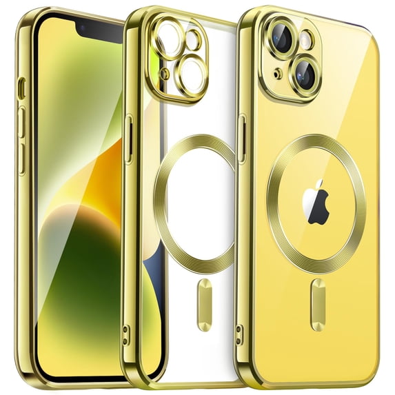 JETech Electroplated Case for iPhone 14 6.1-Inch, Camera Lens Full Protection, Compatible with MagSafe Wireless Charging, Shockproof Soft TPU Phone Cover (Yellow)