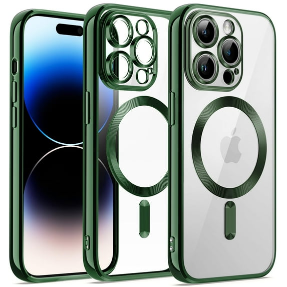 JETech Electroplated Case for iPhone 14 Pro 6.1-Inch, Camera Lens Full Protection, Compatible with MagSafe Wireless Charging, Shockproof Soft TPU Phone Cover (Green)