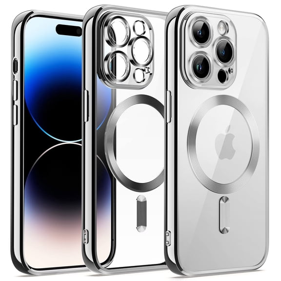 JETech Electroplated Case for iPhone 14 Pro 6.1-Inch, Camera Lens Full Protection, Compatible with MagSafe Wireless Charging, Shockproof Soft TPU Phone Cover (Silver)