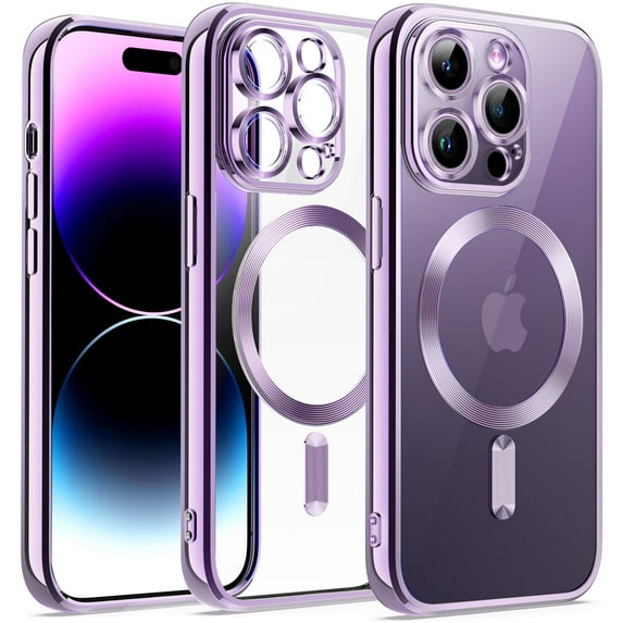 JETech Electroplated Case for iPhone 14 Pro Max 6.7-Inch, Camera Lens Full Protection, Compatible with MagSafe Wireless Charging, Shockproof Soft TPU Phone Cover (Light Purple)