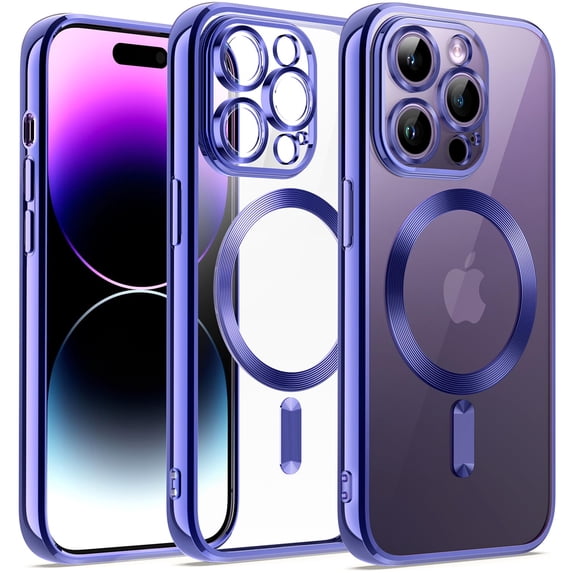 JETech Electroplated Case for iPhone 14 Pro Max 6.7-Inch, Camera Lens Full Protection, Compatible with MagSafe Wireless Charging, Shockproof Soft TPU Phone Cover (Royal Blue)