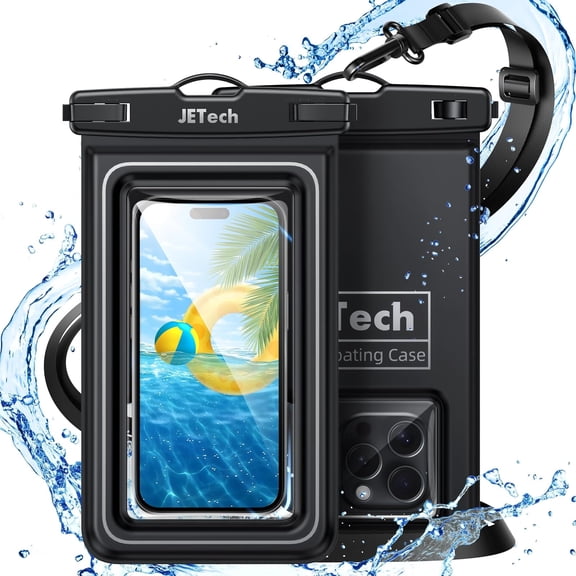 JETech Floating Waterproof Phone Pouch, 2 Pack Water Proof Case for iPhone 16e 16 15 14 13 12 Pro Max Plus, for Galaxy S25 S24 S23 Ultra and Others up to 7 Inch, IPX8 Dry Bag with Lanyard