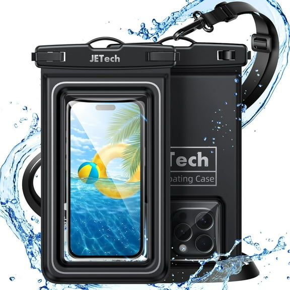 JETech Floating Waterproof Phone Pouch, 2 Pack Water Proof Case for iPhone 16e 16 15 14 13 12 Pro Max Plus, for Galaxy S25 S24 S23 Ultra and Others up to 7 Inch, IPX8 Dry Bag with Lanyard