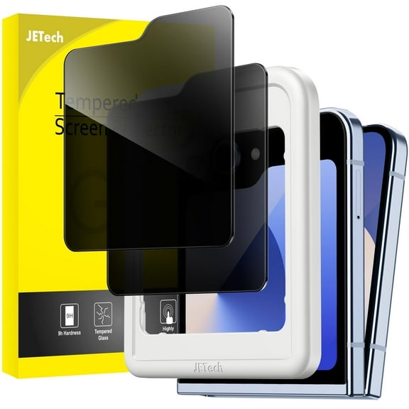 JETech Front Privacy Screen Protector for Galaxy Z Flip 7 FE 2025 / Z Flip 6 2024, Anti-Spy Tempered Glass Film with Easy Installation Tool, Case-Friendly, 2-Pack