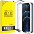 thumbnail image 1 of JETech Full Coverage Screen Protector for iPhone 12/12 Pro 6.1-Inch, Black Edge Tempered Glass Film with Easy Installation Tool, Case-Friendly, HD Clear, 3-Pack, 1 of 7