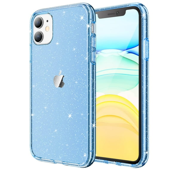 JETech Glitter Case for iPhone 11, 6.1-Inch, Bling Sparkle Shockproof Phone Bumper Cover, Cute Sparkly for Women and Girls (Blue)
