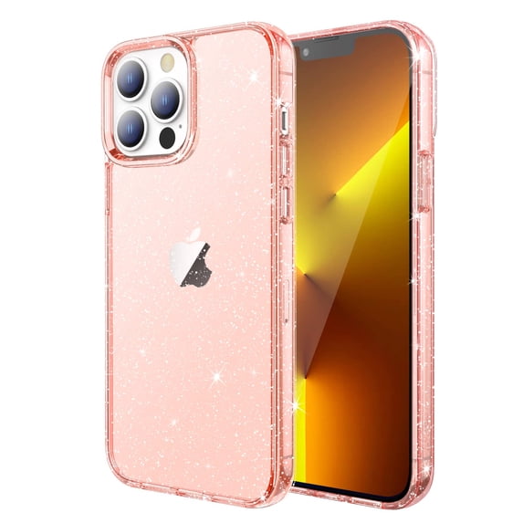 JETech Glitter Case for iPhone 13 Pro Max 6.7-Inch, Bling Sparkle Shockproof Phone Bumper Cover, Cute Sparkly for Women and Girls (Rose Gold)