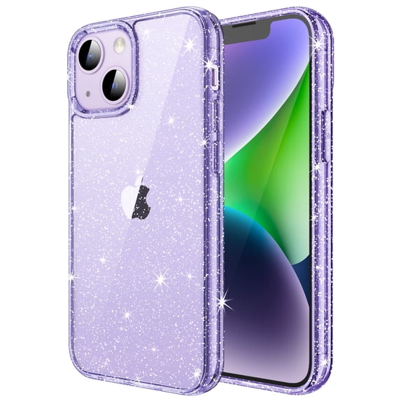 JETech Glitter Case for iPhone 14 6.1-Inch, Bling Sparkle Shockproof Phone Bumper Cover, Cute Sparkly for Women and Girls (Light Purple)