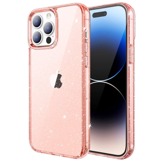 JETech Glitter Case for iPhone 14 Pro 6.1-Inch, Bling Sparkle Shockproof Phone Bumper Cover, Cute Sparkly for Women and Girls (Rose Gold)