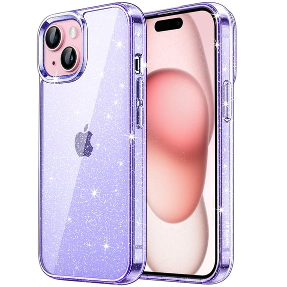 JETech Glitter Case for iPhone 15 Plus 6.7-Inch, Bling Sparkle Shockproof Phone Bumper Cover, Cute Sparkly for Women and Girls (Light Purple)