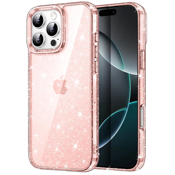 JETech Glitter Case for iPhone 16 Pro Max 6.9-Inch, Bling Sparkle Shockproof Phone Bumper Cover, Cute Sparkly for Women and Girls (Pink)