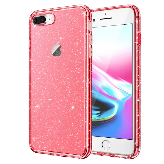 JETech Glitter Case for iPhone 8 Plus/7 Plus, 5.5-Inch, Bling Sparkle Shockproof Phone Bumper Cover, Cute Sparkly for Women and Girls (Red)
