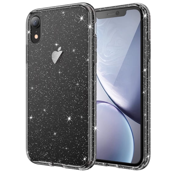 JETech Glitter Case for iPhone XR, 6.1-Inch, Bling Sparkle Shockproof Phone Bumper Cover, Cute Sparkly for Women and Girls (Black)