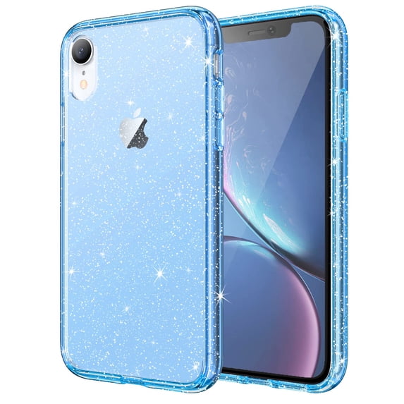 JETech Glitter Case for iPhone XR, 6.1-Inch, Bling Sparkle Shockproof Phone Bumper Cover, Cute Sparkly for Women and Girls (Blue)