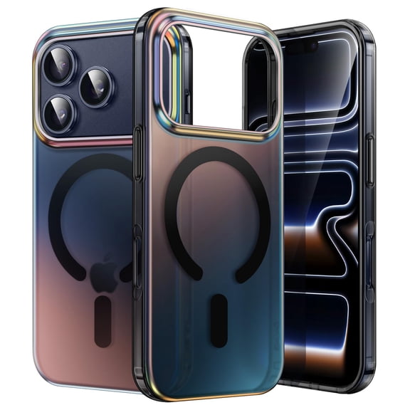 JETech Iridescent Case for iPhone 17 Pro 6.3-Inch Compatible with MagSafe, Cute Unique and Aesthetic Design, Colorful Fluorescent Translucent Back Shockproof Phone Cover (Iridescent Black)