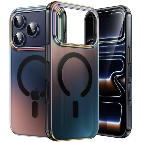 JETech Iridescent Case for iPhone 17 Pro Max 6.9-Inch Compatible with MagSafe, Cute Unique and Aesthetic Design, Colorful Fluorescent Translucent Back Shockproof Phone Cover (Iridescent Black)